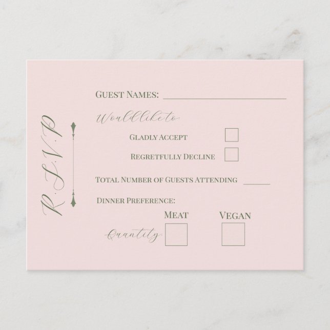 Postale Carte de réponse Fleur pastel Rose pâle (Devant)