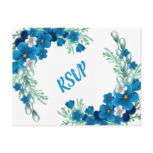 Carte de réponse florale bleu ciel élégante