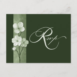 Postale Carte de réponse florale botanique verte sauge des