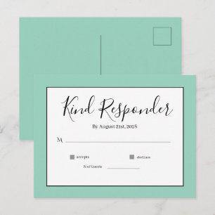 Postale Carte de réponse minimale élégante pour mariage