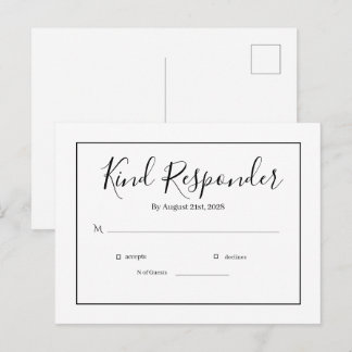 Postale Carte de réponse minimale élégante pour mariage