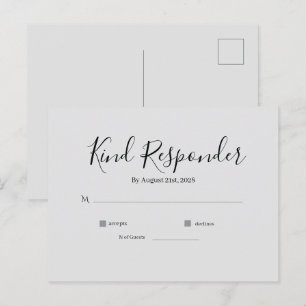 Postale Carte de réponse minimale élégante pour mariage