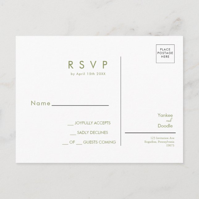 Postale Carte de réponse pour un mariage printanier avec d (Dos)