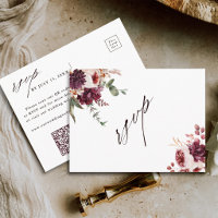 Carte de réponse QR Code pour mariage floral Roman
