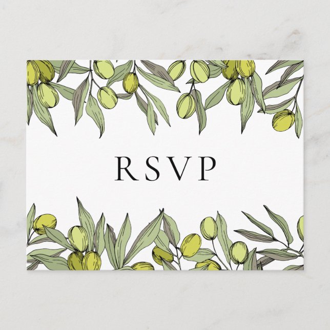 Postale Carte de réponse RSVP Branche d'olive moderne (Devant)
