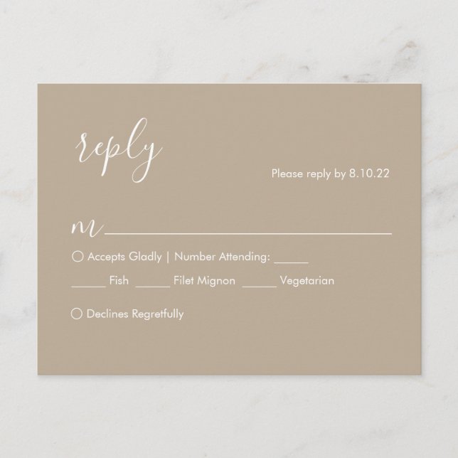 Postale Carte de réponse RSVP de mariage boho avec options (Devant)