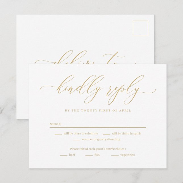 Postale Carte de réponse RSVP modifiable à la couleur pour (Devant / Derrière)