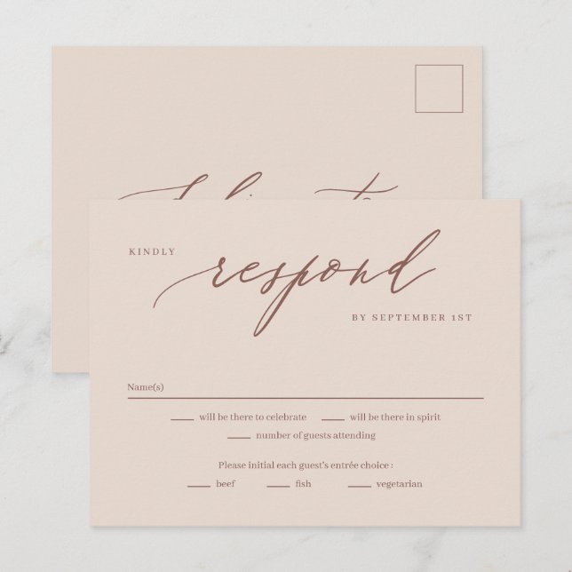 Postale Carte de réponse RSVP modifiable de couleur de scr (Devant / Derrière)