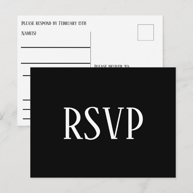 Postale Carte de réponse/simple design N&B - Choix pour le (Devant / Derrière)