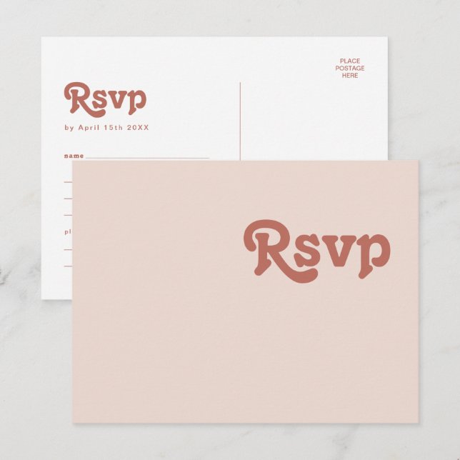 Postale Carte de réponse simple rétro rose pour choix de m (Devant / Derrière)