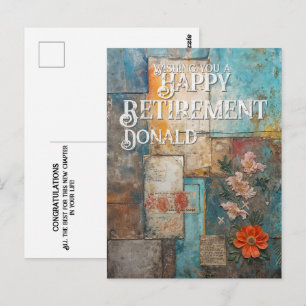 Postale Carte de retraite vintage avec collage floral arti