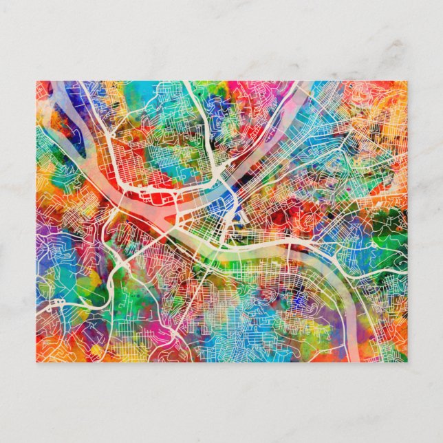 Postale Carte de rue de Pittsburgh Pennsylvanie (Devant)