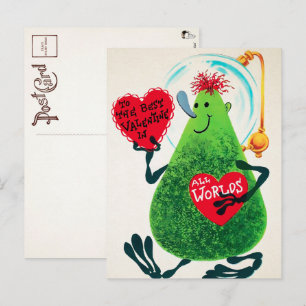 Postale Carte de Saint-Valentin rétro alien