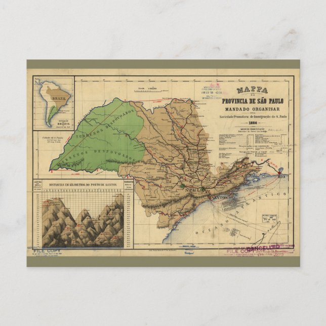 Postale Carte de São Paulo, Brésil (1886) (Devant)