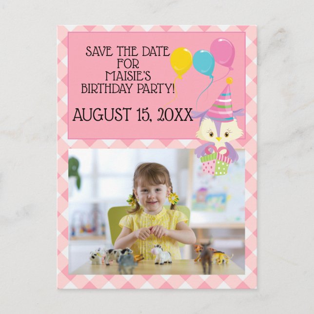 Postale Carte de sauvegarde de date d'anniversaire de ball (Devant)