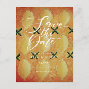 Postale Carte de sauvegarde de date de citron de campagne