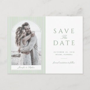 Postale Carte de sauvegarde de date de mariage vert sauge