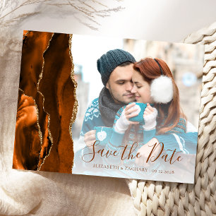 Postale Carte de sauvegarde de date de photo d'agate dorée