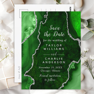Postale Carte de sauvegarde de date 'Marbre d'agate verte 