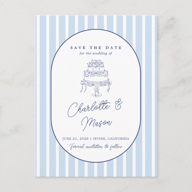 Postale Carte de sauvegarde de date minimale à rayure de c (Devant)