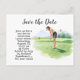 Postale Carte de sauvegarde de date pour tournoi de golf f
