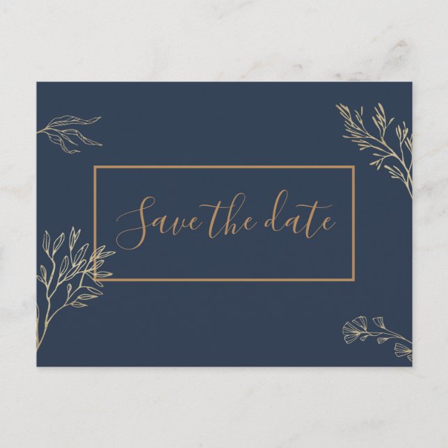 Postale Carte de sauvegarde de date Saphir Mers Bleu Or (Devant)