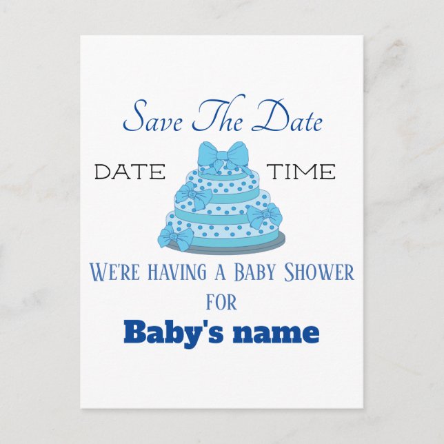 Postale Carte de sauvegarde de la date pour la douche de b (Devant)
