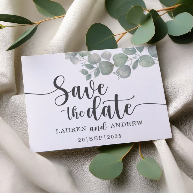 Postale Carte de sauvegarde de mariage au eucalyptus vert  (Créateur téléchargé)
