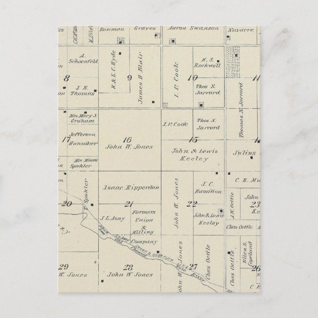 Postale Carte de section du comté de T20S R26E Tulare (Devant)