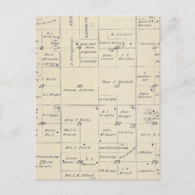 Postale Carte de section du comté de T22S R24E Tulare (Devant)