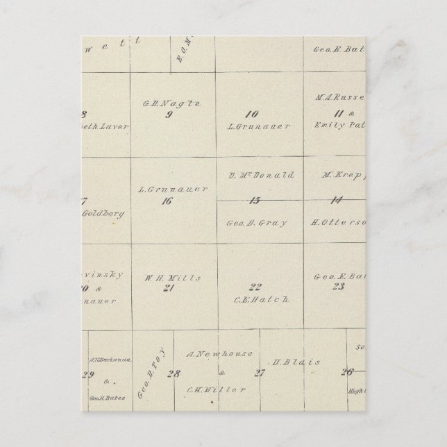 Postale Carte de section du comté de T23S R22E Tulare (Devant)