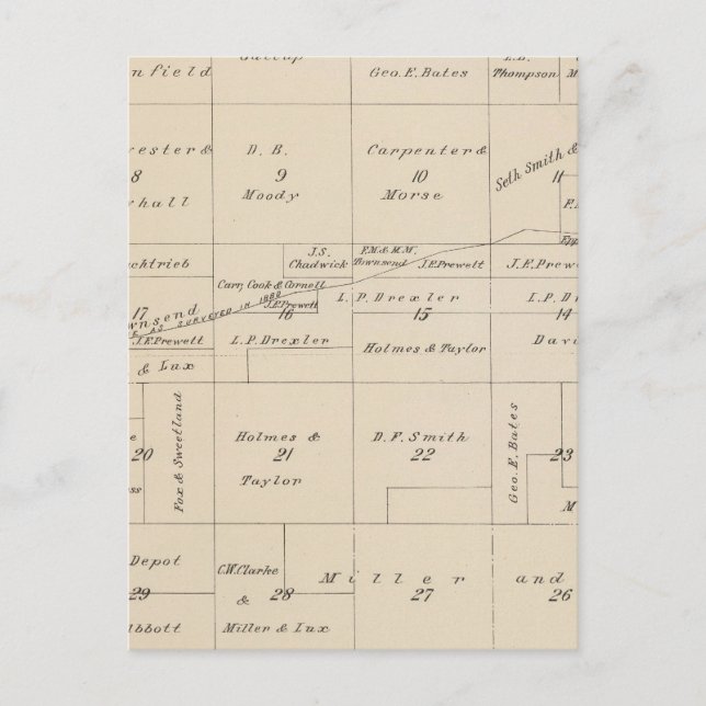 Postale Carte de section du comté de T24S R21E Tulare (Devant)