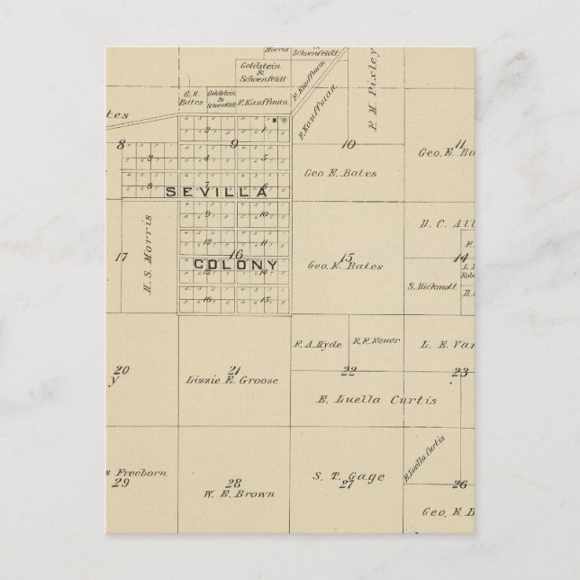 Postale Carte de section du comté de T24S R23E Tulare (Devant)