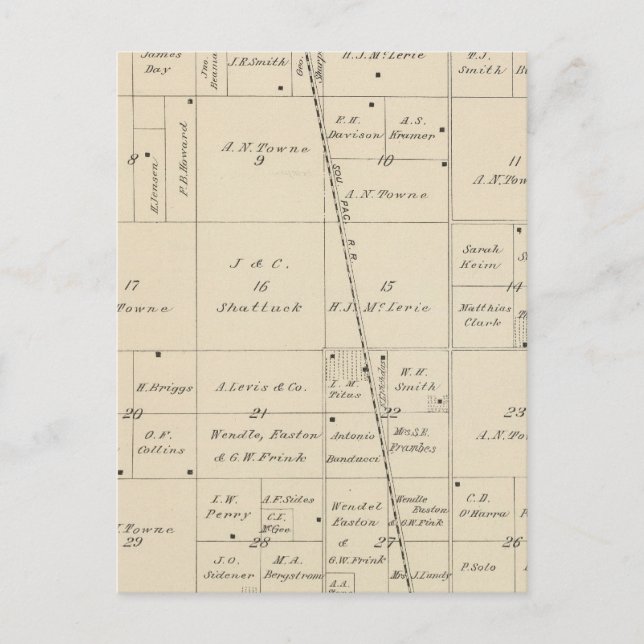 Postale Carte de section du comté de T24S R25E Tulare (Devant)