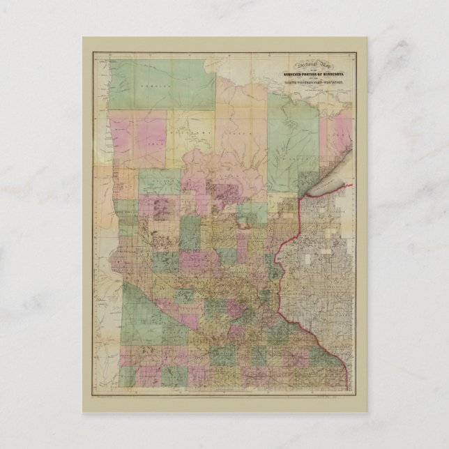 Postale Carte de section du Minnesota (vers 1860) (Devant)