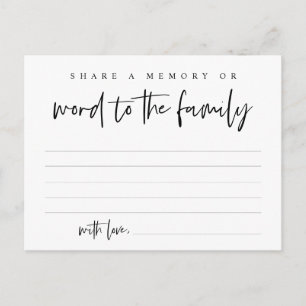Postale Carte de service funèbre Black Script, Partagez un