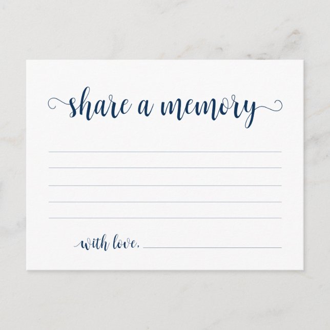 Postale Carte de service funéraire, bleu marine, Partagez  (Devant)