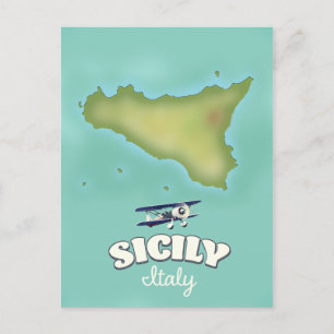 Postale carte de Sicile Italie style vintage
