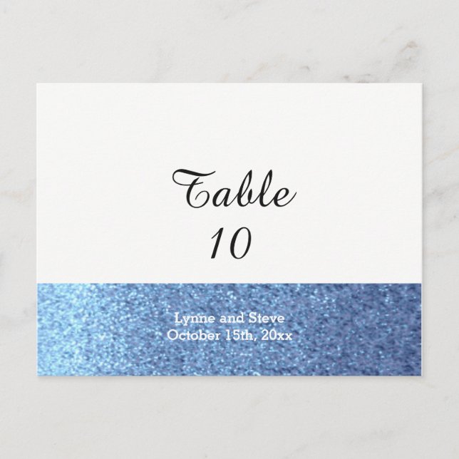 Postale Carte de Siège de Table à Paillettes Faux Bleu (Devant)