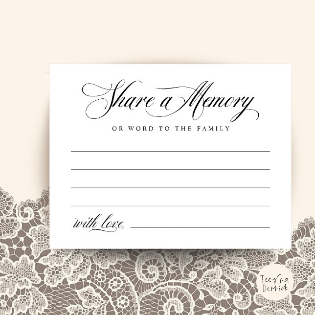 Postale Carte de souvenir de service funéraire (Share a Memory Funeral Service Memorial Card in Black and White)