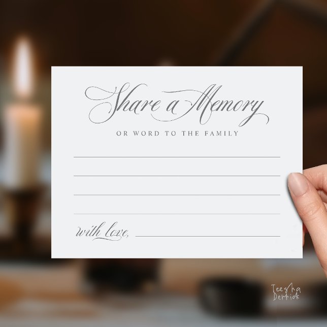 Postale Carte de souvenir de service funéraire (Share a Memory Funeral Service Memorial Card in Chill Grey)