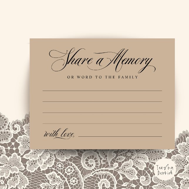 Postale Carte de souvenir de service funéraire (Share a Memory Funeral Service Memorial Card in Brown tan kraft)