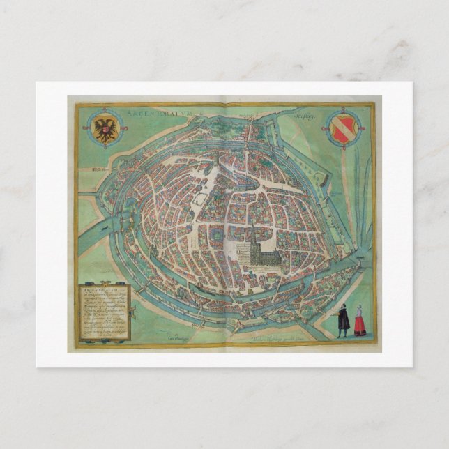 Postale Carte de Strasbourg, de Civitates Orbis Terrarum (Devant)