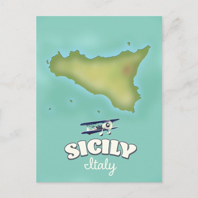 Postale Carte de style vintage Sicile Italie (Devant)