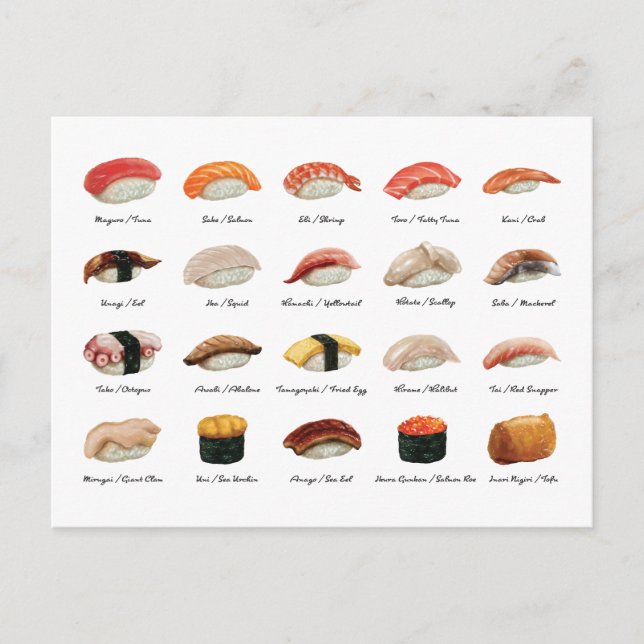 Postale Carte de sushi (Devant)