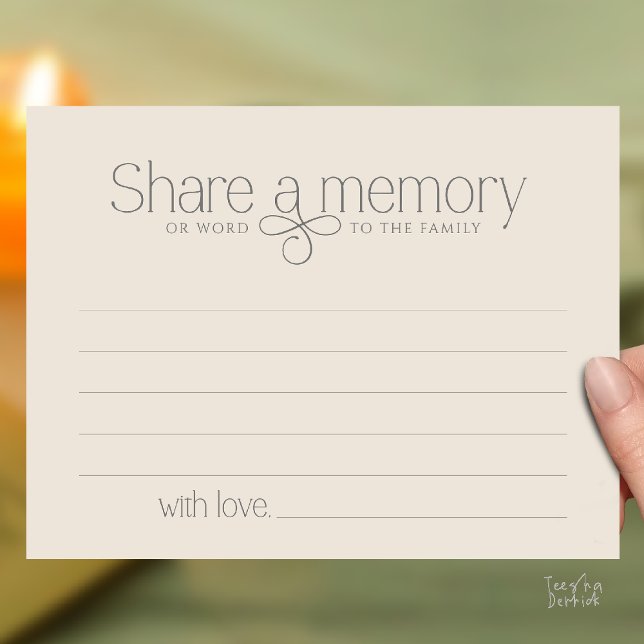 Postale Carte de sympathie de service funéraire pour parta (Funeral Service Share a memory Fairy love Sympathy Card or word to the family in Cream Grey)