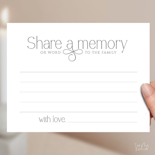 Postale Carte de sympathie de service funéraire pour parta (Funeral Service Share a memory Fairy love Sympathy Card or word to the family in Dark Grey)