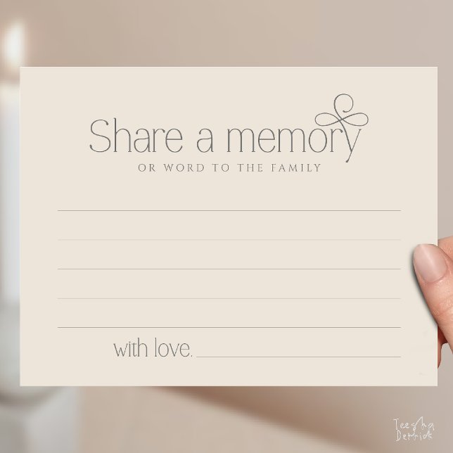 Postale Carte de sympathie de service funéraire pour parta (Funeral Service Share a memory Fairy love Sympathy Card or word to the family in Cream Grey)