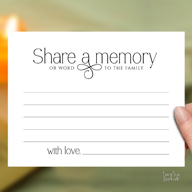 Postale Carte de sympathie de service funéraire pour parta (Funeral Service Share a memory Fairy love Sympathy Card or word to the family in Black and White)