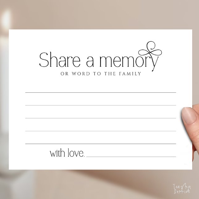 Postale Carte de sympathie de service funéraire pour parta (Funeral Service Share a memory Fairy love Sympathy Card or word to the family in Black and White)